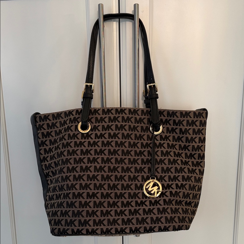 Michael Kors Black and Brown Logo Tote